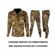 Completo Uniforme Mimetico da Combattimento Antistrappo Vegetato con 2 Pantaloni (Mod. Soldato Futuro)	