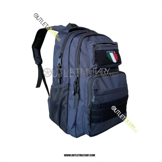 Zaino Tattico Xsmall con Molle 25 Litri Blu Navy + patch velcro Scudetto Italia