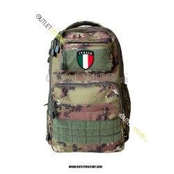Xsmall Tactical Backpack with Molle 25 Liters Vegetato + Italian Shield velcro patch