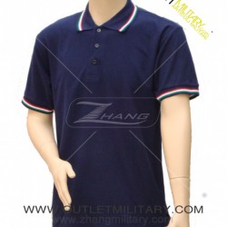 Short sleeve polo with tricolor border navy blue